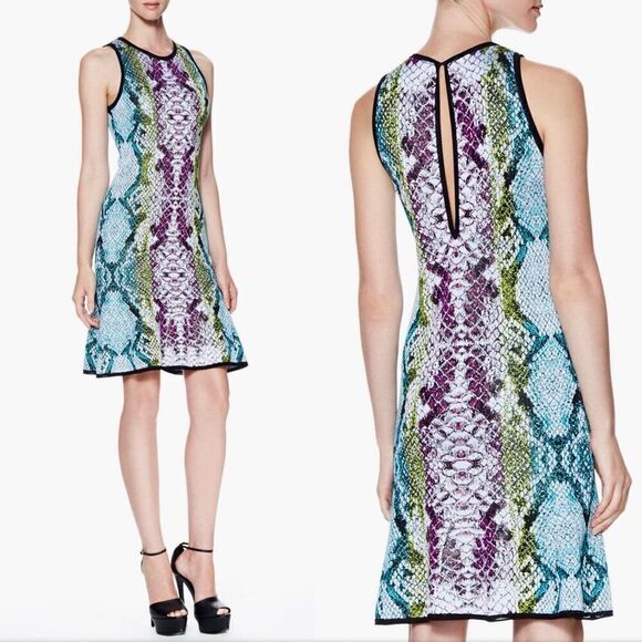 Roberto Cavalli $1450 Python Multicolor Knit Fabric Dress - Picture 1 of 4